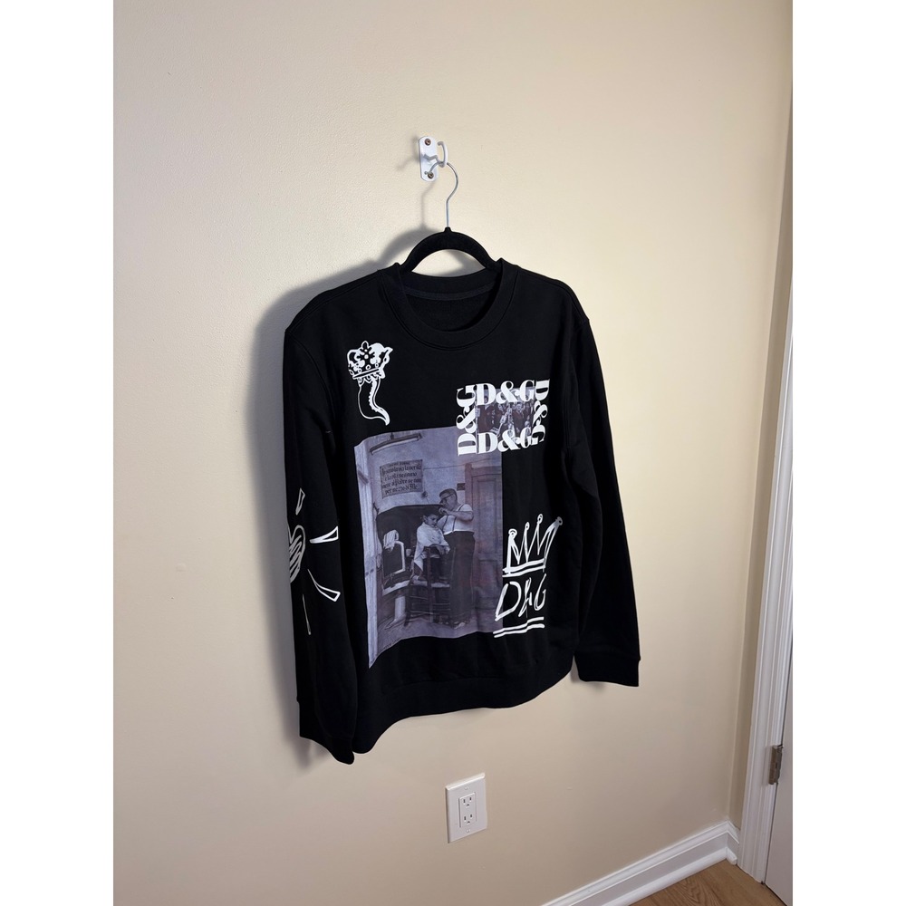 Dolce & Gabbana Sweatshirt Mens XXL Black Giuseppe Leone Photo Sicilia Graffiti - Picture 2 of 12